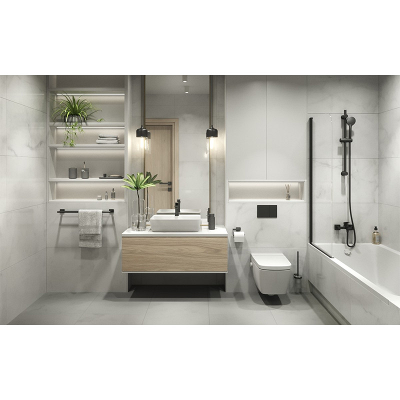 Set para de dus, Ferro, Phila, cu bara 70 cm, suport culisant si furtun, negru mat - 3 | YEO