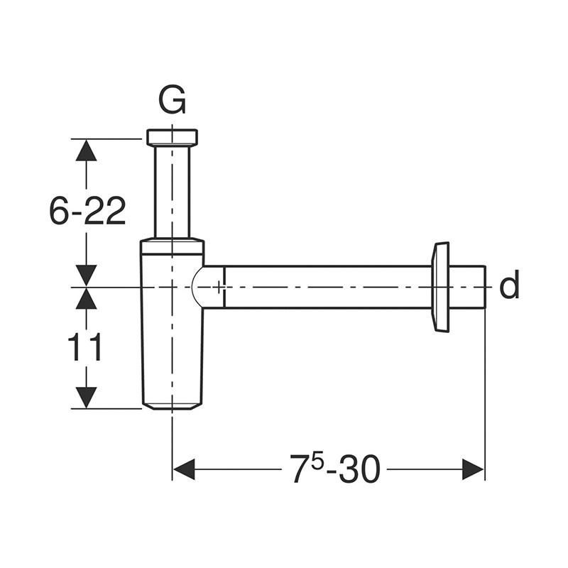 Sifon lavoar, Geberit, cu rozetă de ventil, Ø32 mm, alb - 1 | YEO