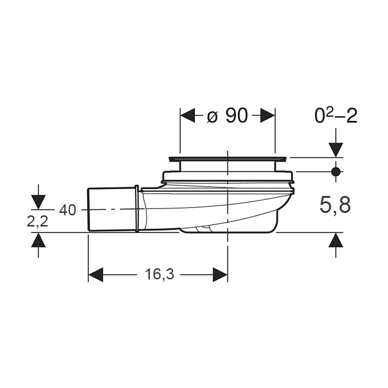 Sifon pentru cadita de dus, Geberit, D90, inaltime garda hidraulica 30 mm - 3 | YEO