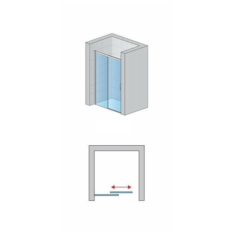 Ușă culisantă 2 piese Ronal SanSwiss, Divera 100 cm, crom - 1 | YEO