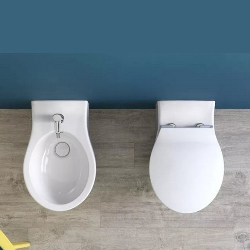 Vas WC stativ, Hatria, Le Fiabe, back-to-wall, pure rim, 36,5 cm, alb - 2 | YEO