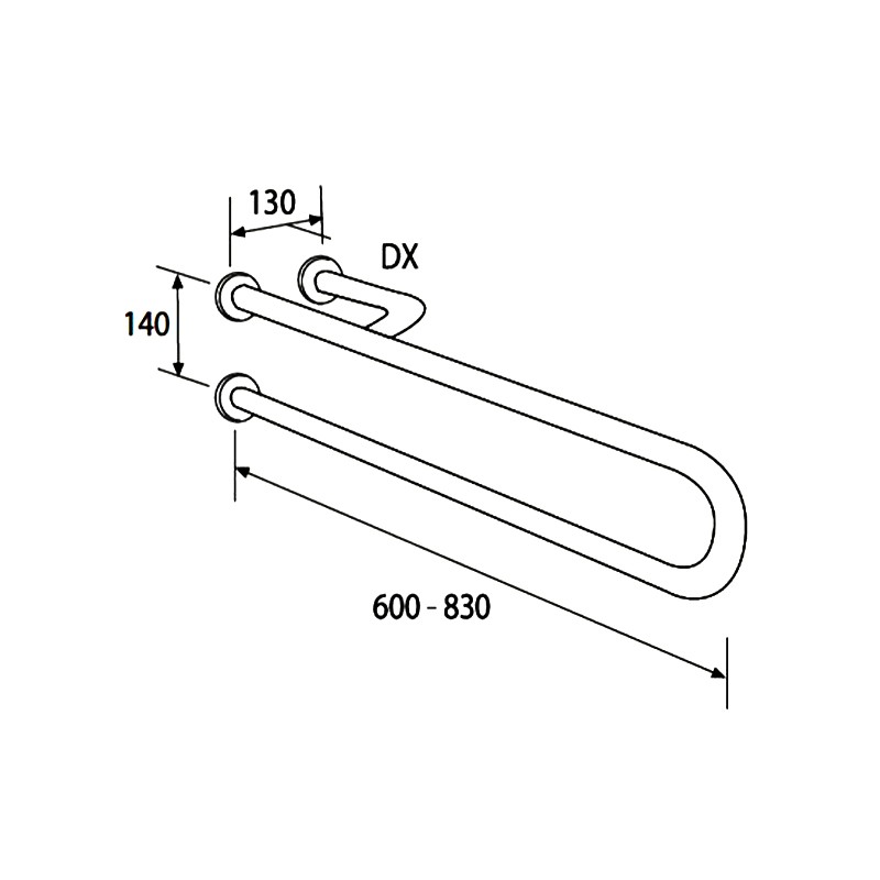 Bară de siguranță, Thermomat, cu sprijit pe stânga, 83 cm, alb - 1 | YEO