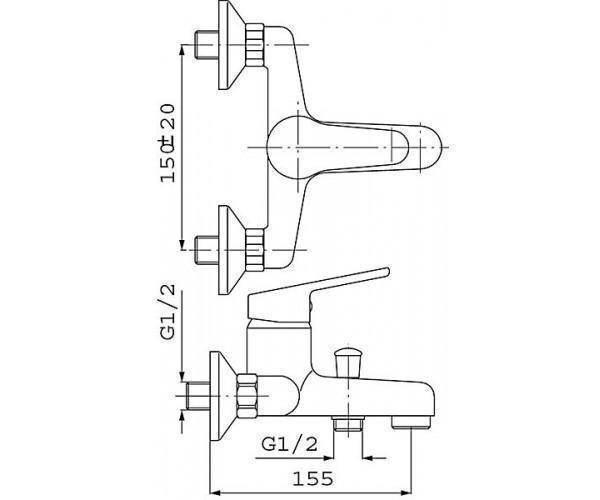 Baterie cada-dus, Ferro, Smile, crom - 1 | YEO