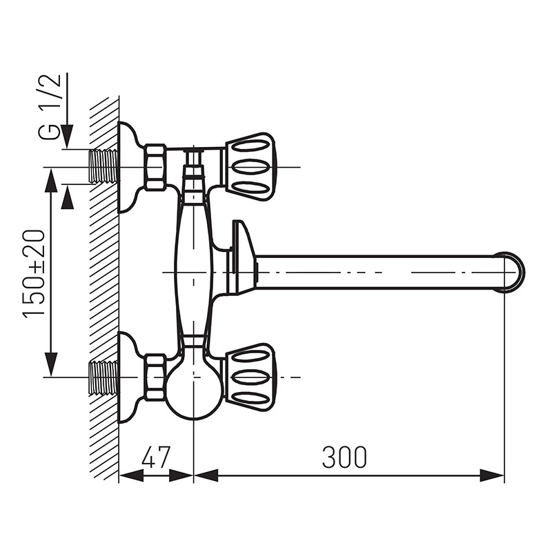 Baterie cada - dus, Ferro, Standard, cu set de dus si pipa mobila, crom - 1 | YEO