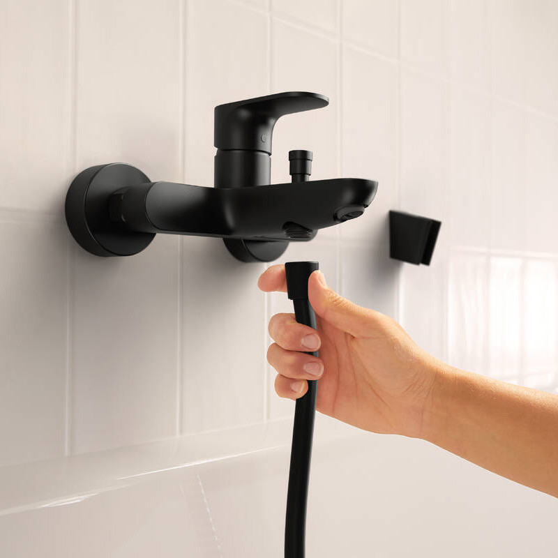 Baterie cada-dus Hansgrohe, Rebris S, negru mat - 1 | YEO
