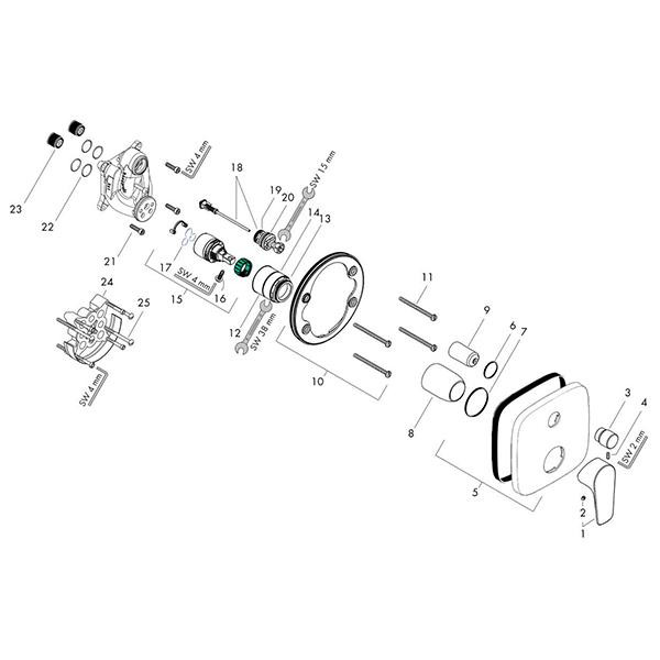 Baterie cada dus, Hansgrohe, Talis E, alb mat - 2 | YEO