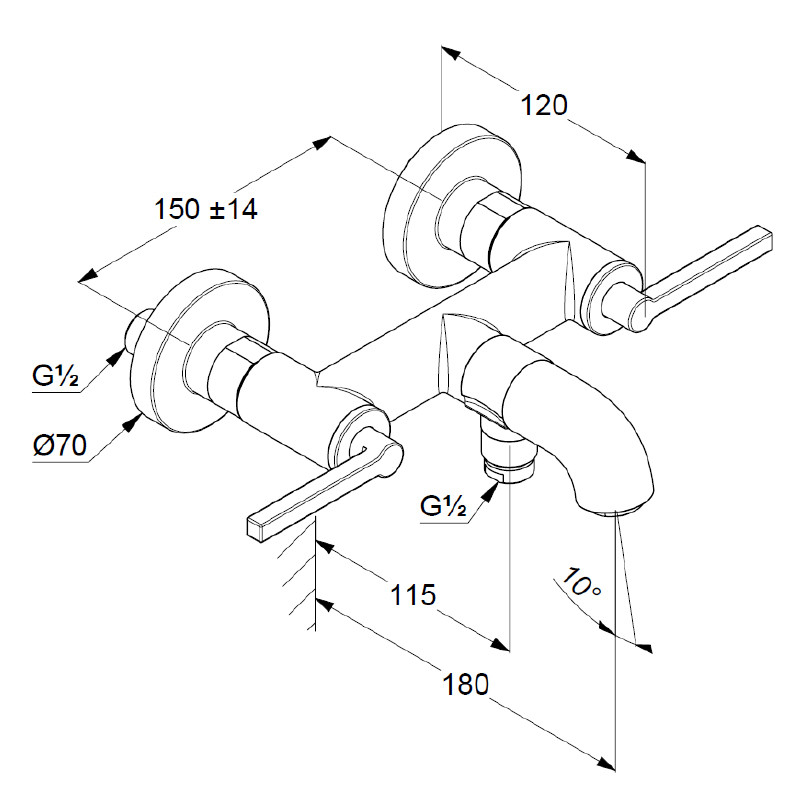 Baterie cadă - duș, Kludi, Nova Fonte Puristic, alb mat, 205405315 - 1 | YEO