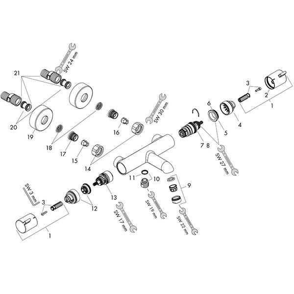 Baterie cada termostatata, Hansgrohe, Ecostat Comfort, Negru mat - 2 | YEO