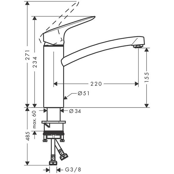 Baterie de bucatarie, Hansgrohe, Logis M31 160, crom - 1 | YEO