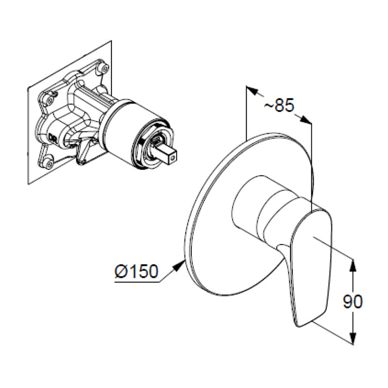 Baterie de duș, Kludi, Pure & Solid, crom, 347550575 - 1 | YEO