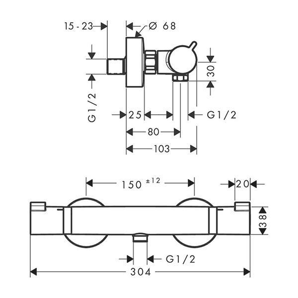 Baterie dus termostatata, Hansgrohe, Ecostat Comfort, auriu lucios - 1 | YEO