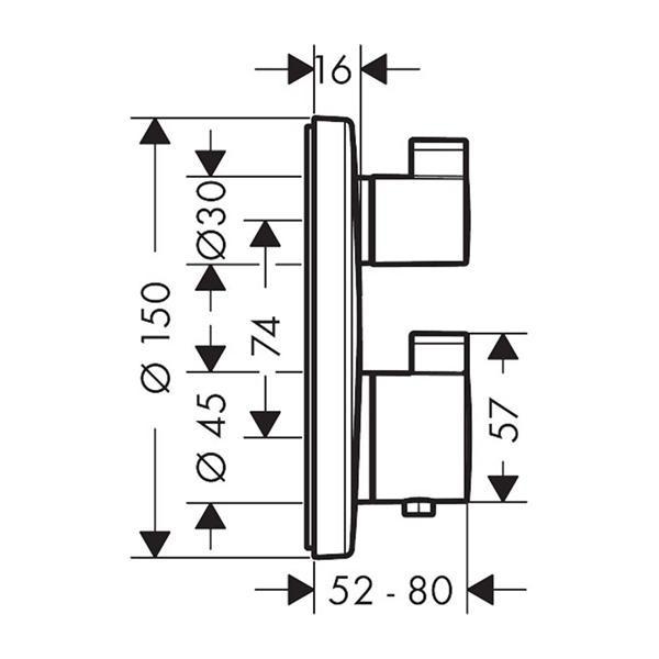 Baterie dus termostatata, Hansgrohe, Ecostat S, auriu lucios - 2 | YEO