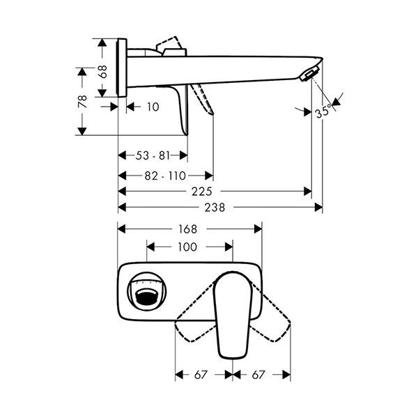 Baterie lavoar Hansgrohe, Talis E, montaj pe perete, 22.5 cm, bronz periat - 3 | YEO