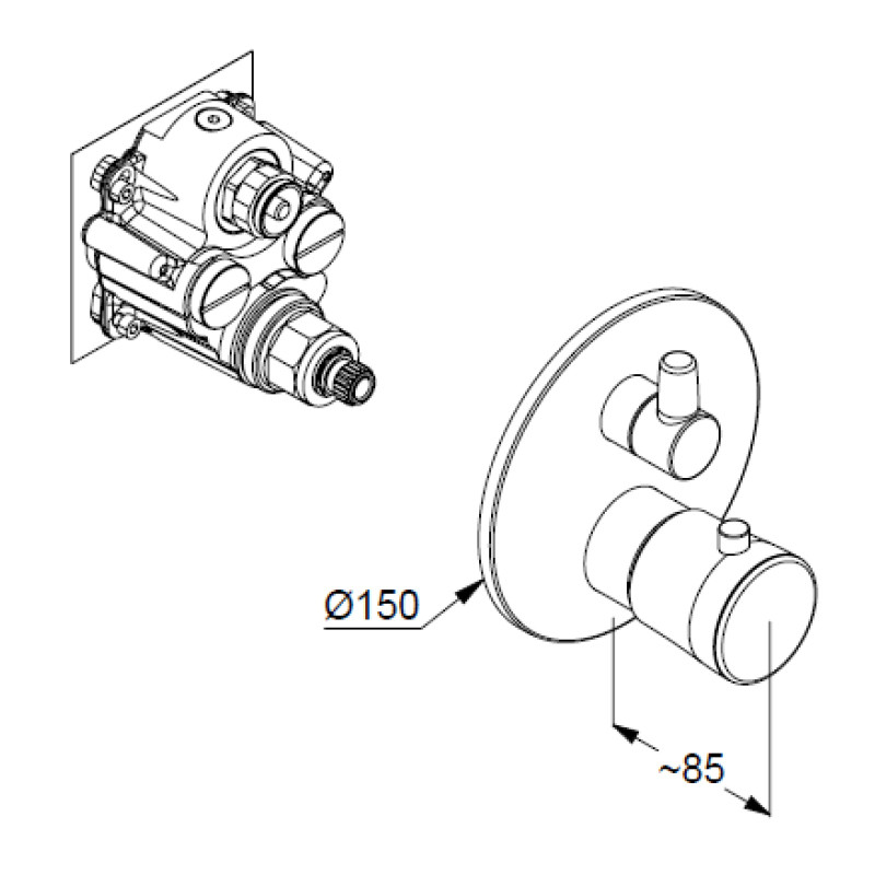 Baterie termostatată cadă - duș, Kludi, Balance, crom, 528100575 - 1 | YEO