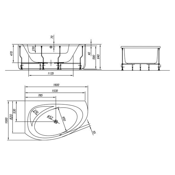 Cada de colt, Kolpasan, Libretto-D, de dreapta, 160 x 100 cm, alb - 3 | YEO
