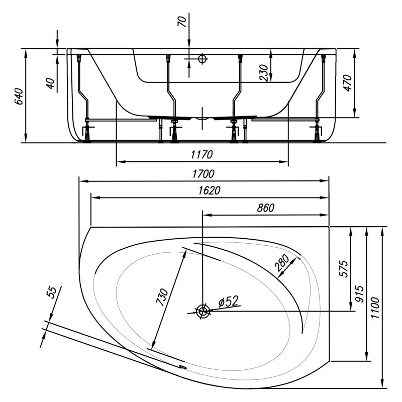 Cada de colt, Kolpasan, Libretto-L pe stanga, 170 x 110 cm, alb - 1 | YEO