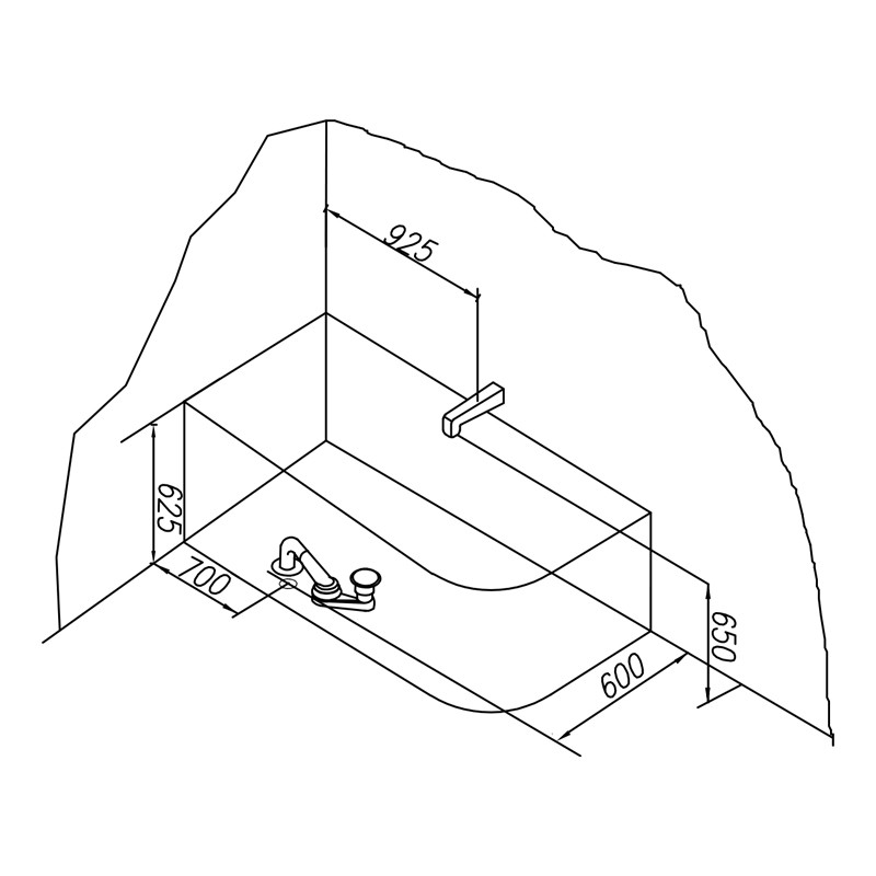 Cada dreptunghiulara, Kolpasan, Elektra-SP-D, montaj pe dreapta, 185 x 85 cm, alb - 3 | YEO