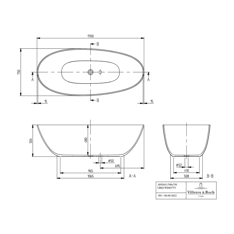 Cada freestanding, Villeroy & Boch, Antao, 170 x 75 cm, verde mat - 2 | YEO