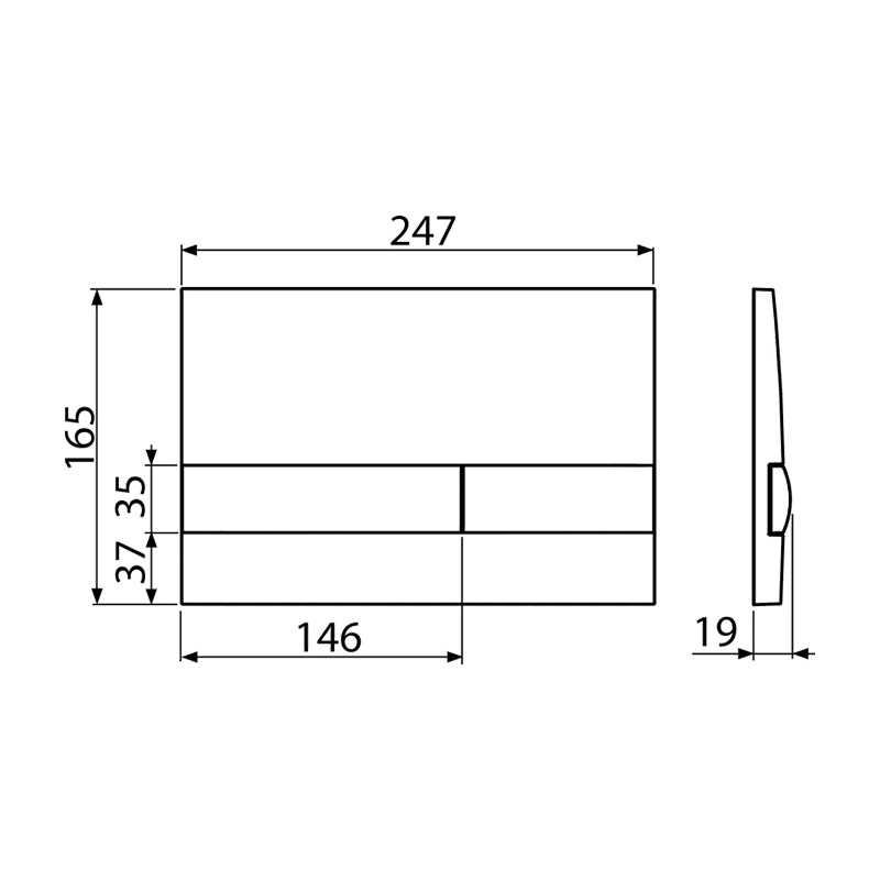 Clapeta de actionare, Alcadrain, Basic, M1745, cu doua volume, auriu lucios - 1 | YEO