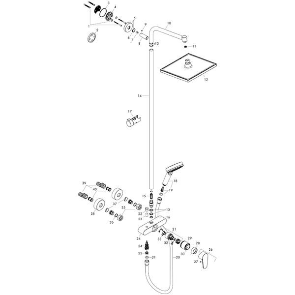 Coloana dus cu baterie fara termostat Hansgrohe, Crometta E 240 1jet, crom - 1 | YEO
