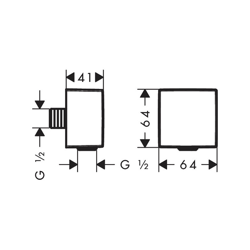 Cot racord, Axor, ShowerSolution, pătrat, negru cromat lucios, 36732330 - 1 | YEO