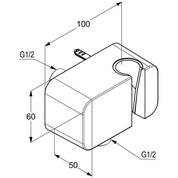 Cot racord cu suport dus, Kludi, A-QA, patrata, crom - 1 | YEO