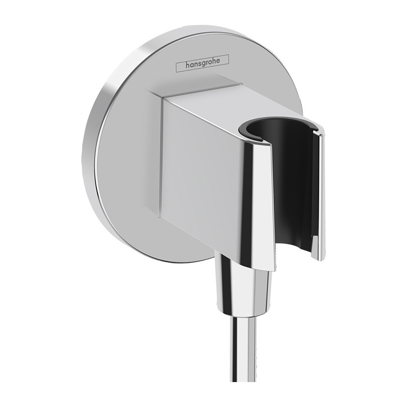 Cot racord, Hansgrohe, FixFit S, cu suport de para de dus, crom