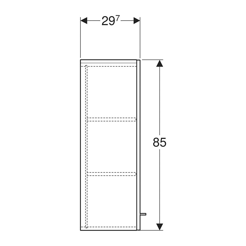 Dulap inalt suspendat, Geberit, Selnova Square, cu o usa, 85 cm, nuc american hickory deschis - 3 | YEO
