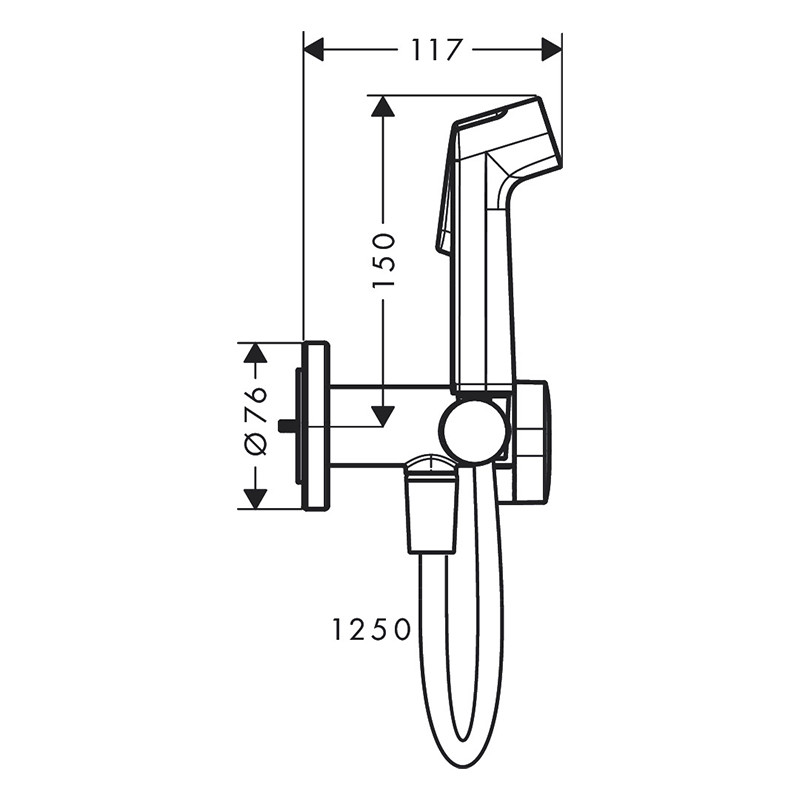 Duș igienic, Hansgrohe, Bidette, 1jet, EcoSmart+, alb mat, 29232700 - 1 | YEO