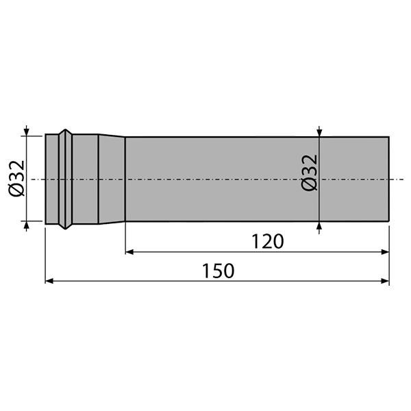Element de prelungire pentru sifonul de lavoar, Alcadrain, DN32, crom - 1 | YEO