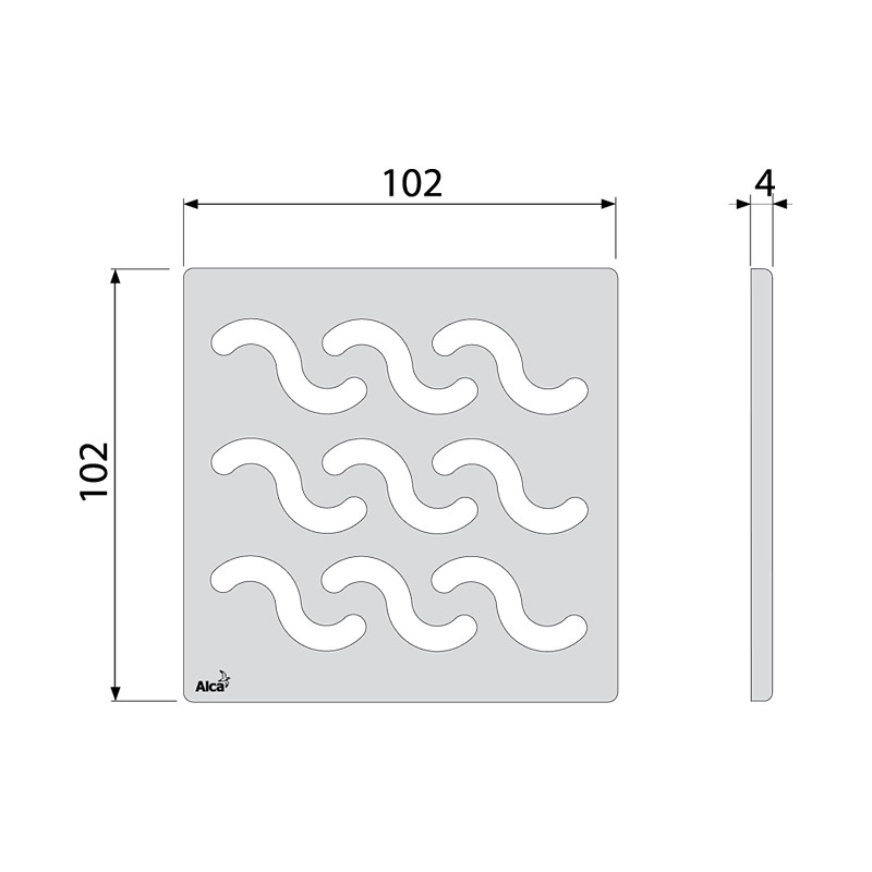 Grătar pentru sifon de pardoseală, Alcadrain, 102 x 102 mm, crom - 1 | YEO