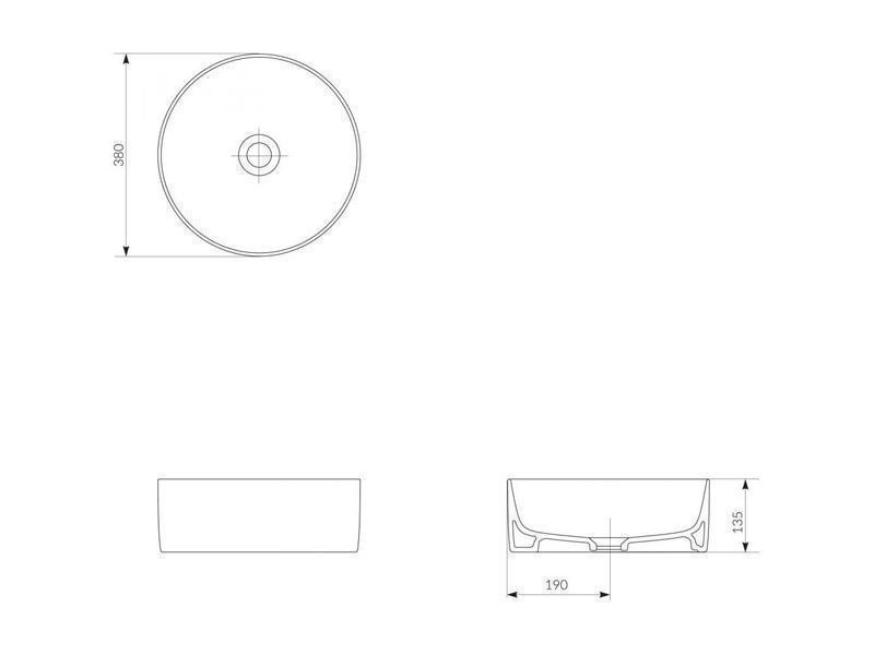Lavoar pe blat Cersanit, Crea, rotund, 38 cm - 1 | YEO