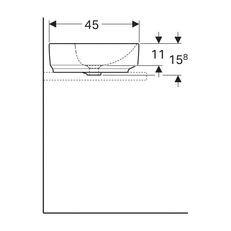 Lavoar pe blat Geberit, VariForm, oval, 60 x 45 cm, alb - 3 | YEO