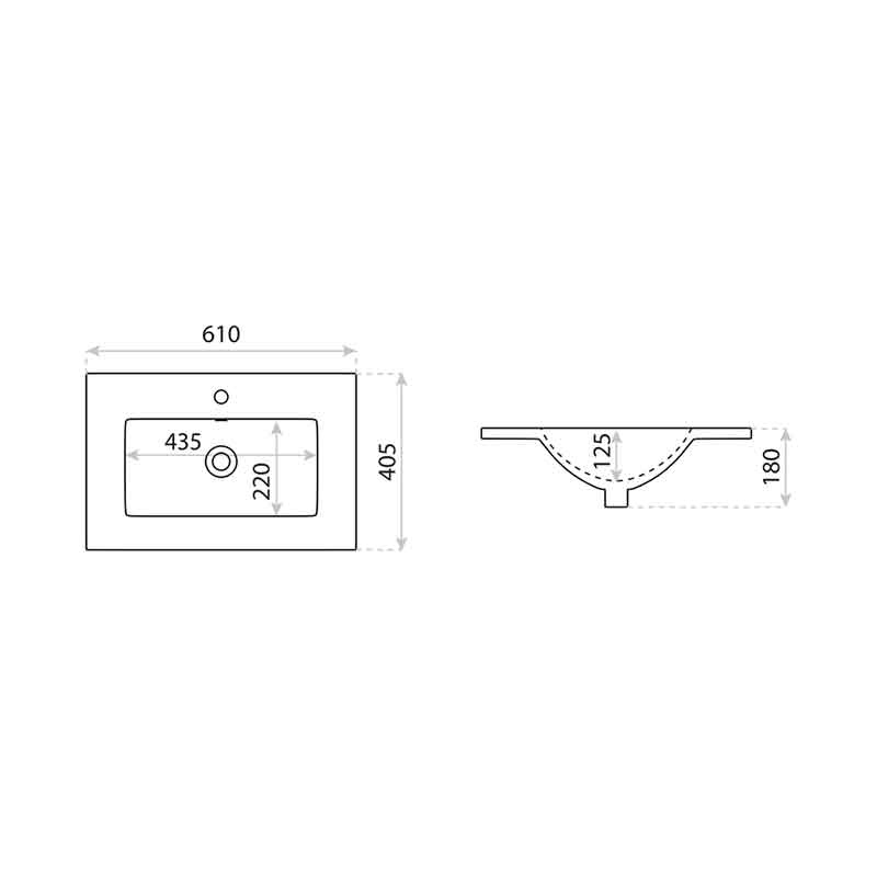Lavoar pentru mobilier, Spectrum, Flamengo, slim, 60 cm, alb - 1 | YEO