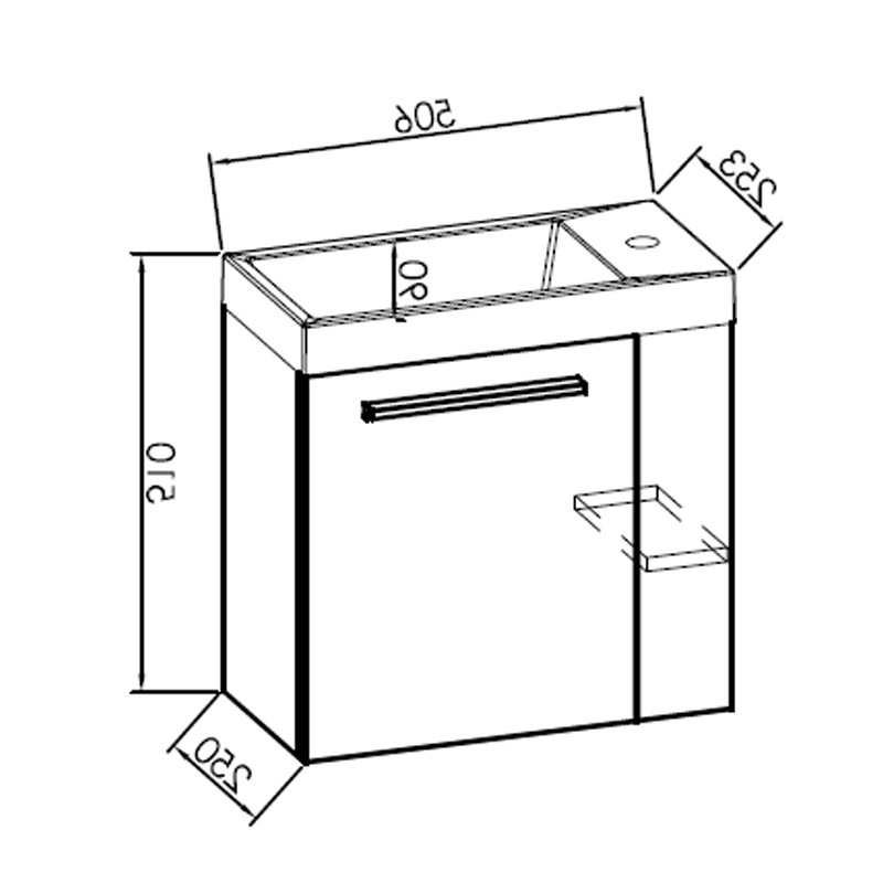 Mobilier cu lavoar de dreapta din Kerrock Kolpasan, Kiki 50 cm, alb - 3 | YEO