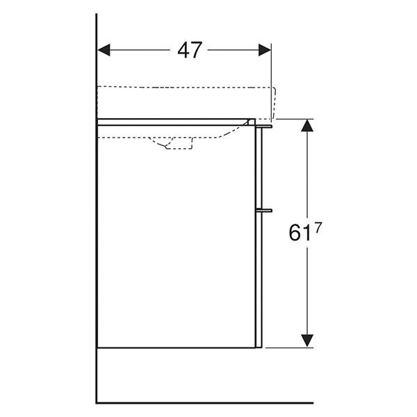 Mobilier suspendat Geberit, Smyle Square, pentru lavoar de 60 cm, nuc american hickory - 3 | YEO