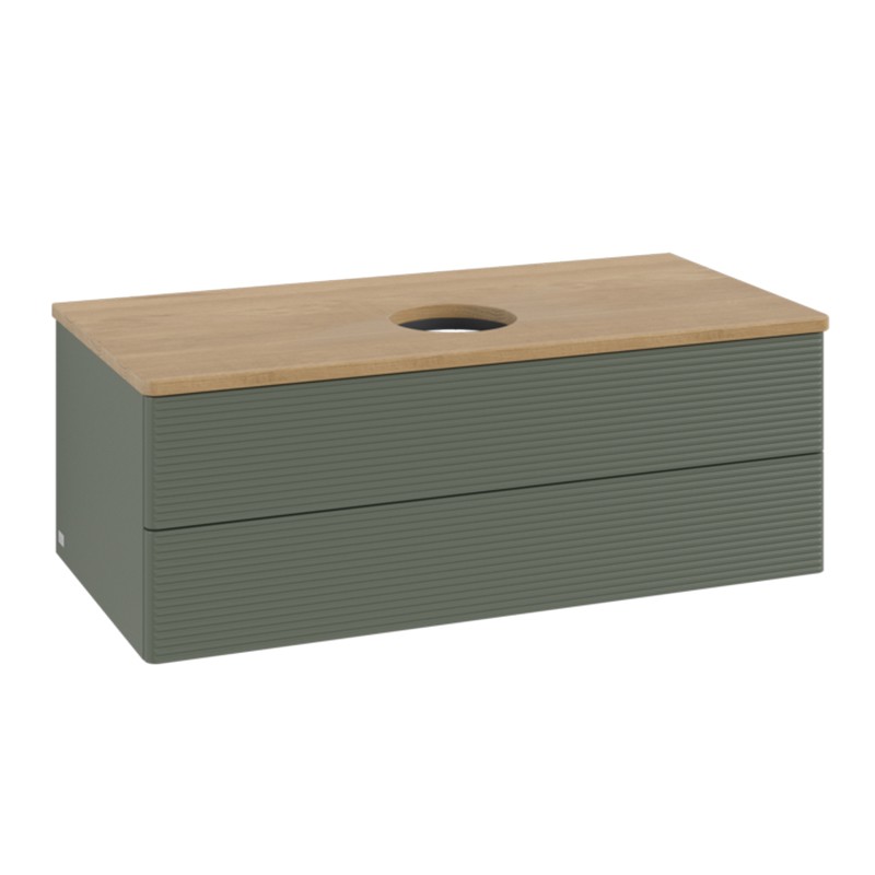 Mobilier suspendat pentru lavoar, Villeroy & Boch, Antao, 100 cm, Leaf Green matt lacquer/Honey Oak - 1 | YEO