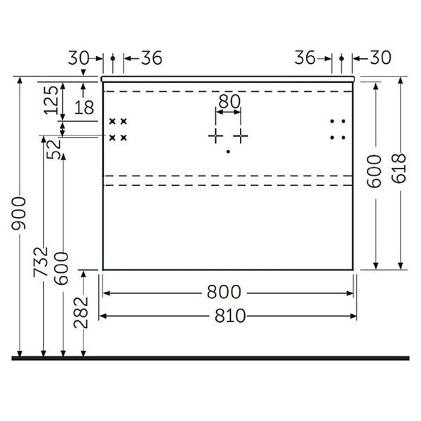 Mobilier suspendat, Rak, Joy, pentru lavoar incastrabil, 80 cm, gri - 1 | YEO