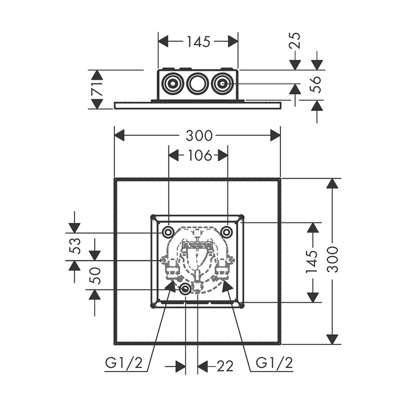 Pălărie de duș, Axor, ShowerSolution, 1 jet, 30 x 30 cm, negru cromat lucios, 35317330 - 1 | YEO