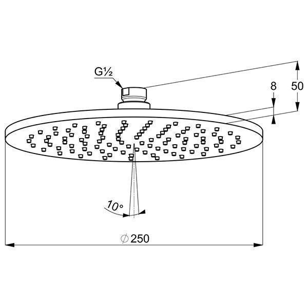Palarie de dus, Kludi, A-QA, rotunda, negru mat - 1 | YEO