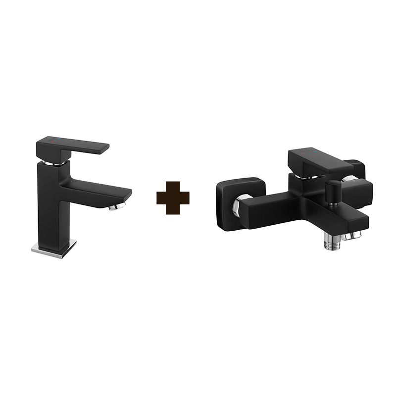 Set baterie de lavoar si baterie cada - dus, Ferro, Zicco, negru