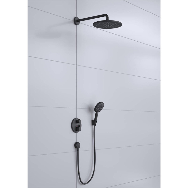 Set dus Hansgrohe, Croma, baterie dus termostatata incastrata, negru mat - 2 | YEO
