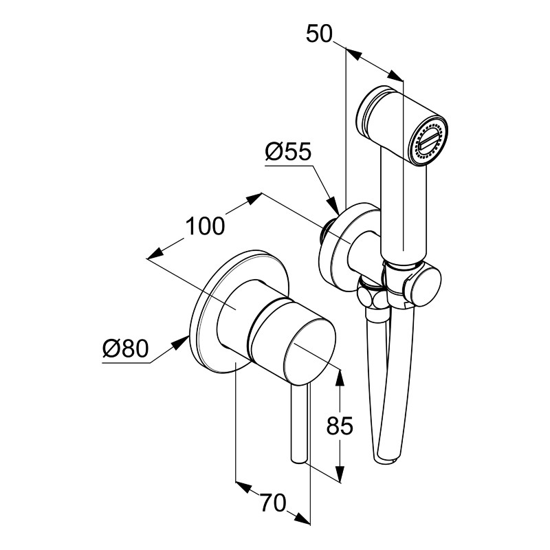 Set duș igienic, Kludi, Bozz, alb mat, 389985376 - 1 | YEO