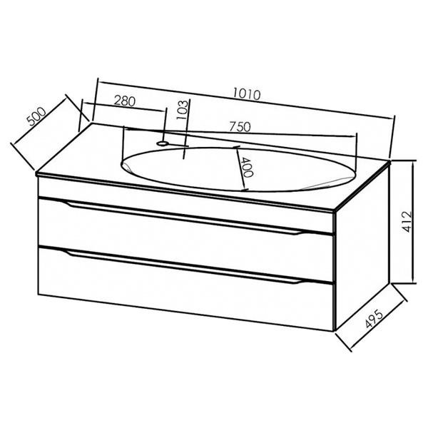 Set mobilier si lavoar, Kolpasan, Malaya, 101 cm, stejar natur - 1 | YEO