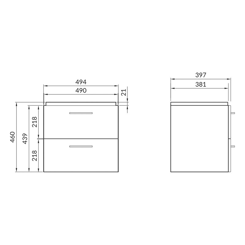 Set mobilier suspendat, Cersanit, Lara, cu lavoar Como, 50 cm, nuc - 2 | YEO