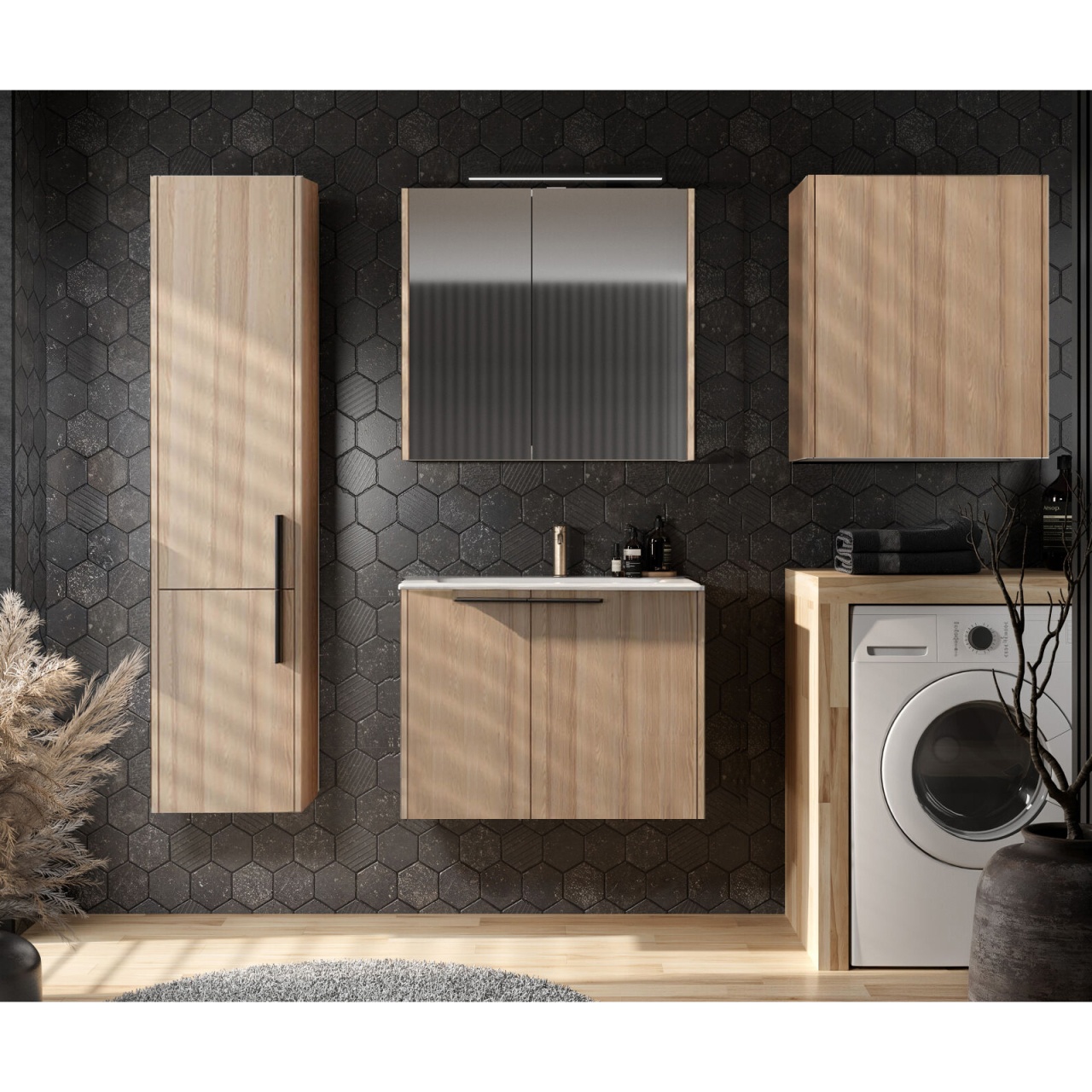 Set mobilier suspendat cu lavoar Kolpasan, Bella 70, 2 uși, coimbra - 1 | YEO