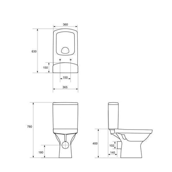 Set vas WC compact Cersanit, Easy New, Clean On cu rezervor si capac duroplast, alb - 2 | YEO