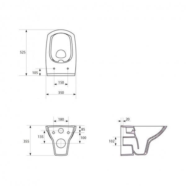 Set vas WC suspendat Cersanit, Carina New, cu capac, Clean On, alb - 1 | YEO