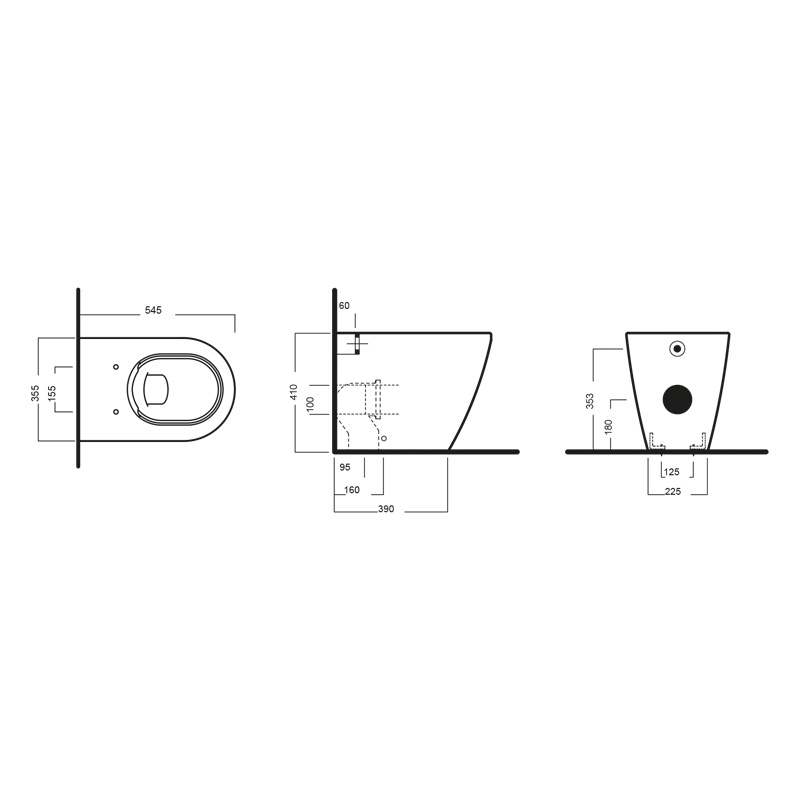 Vas WC stativ, Hatria, Fusion, back-to-wall, rimless, alb - 1 | YEO