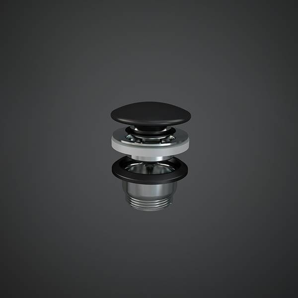 Ventil click clack Rak, Duo, cu capac ceramic, negru mat